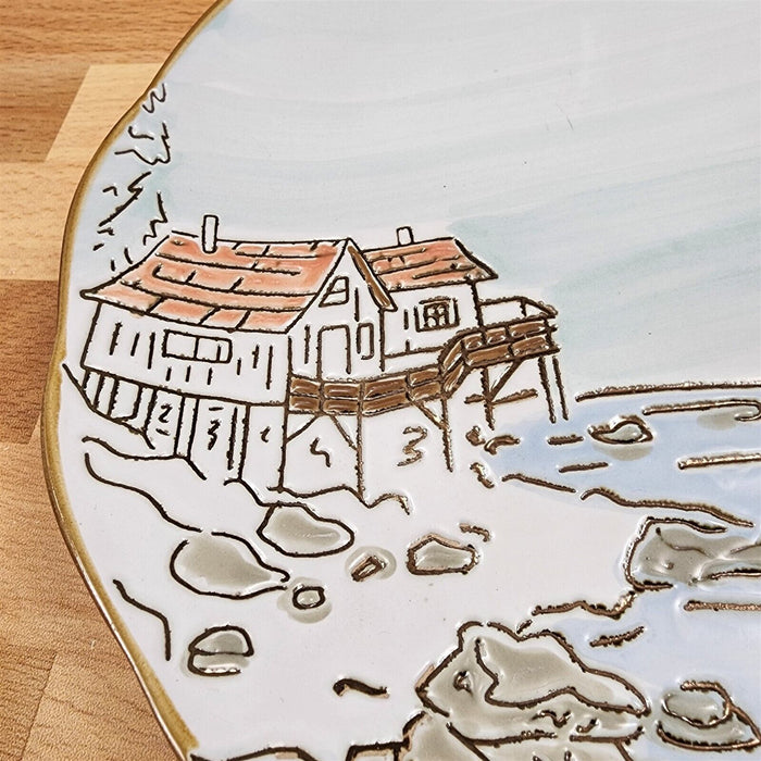 Coastal Sketchbook Plates Set of 2 Decorative Sail Boat Embossed by Blue Sky