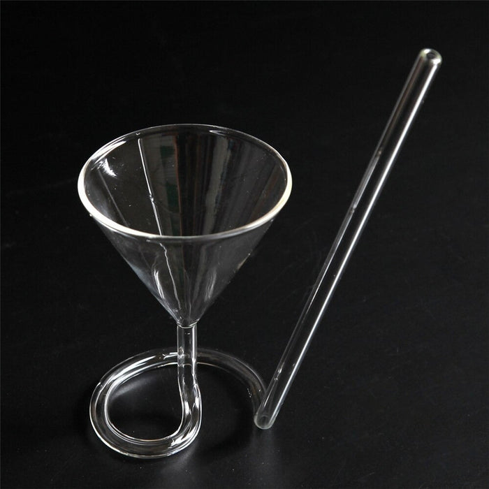 Cocktail glass with spiral straws