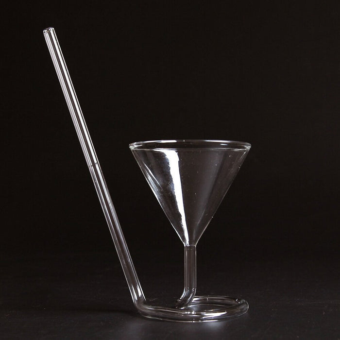 Cocktail glass with spiral straws