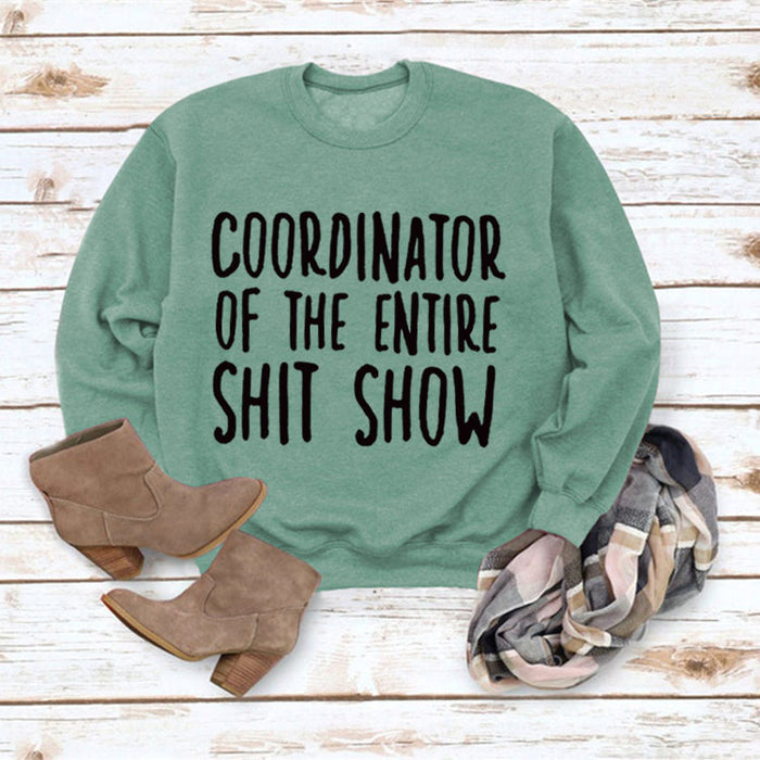 Light green sweater (black font) / S