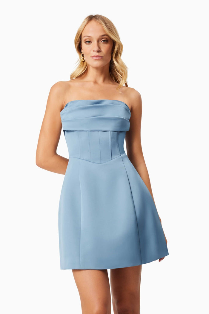Coralie Cocktail Mini Dress in Blue - SODA Fashion Haus
