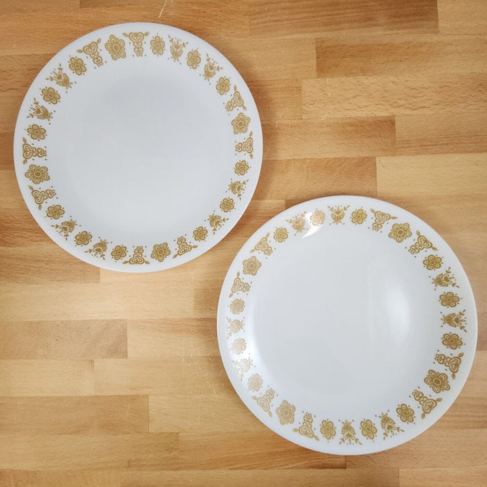 Corelle Corning Butterfly Gold 2 Salad Plate Set Ceramic 8 1/2" Floral Rim