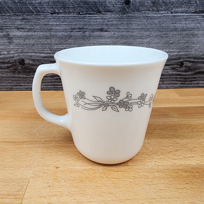 Corelle Corning Ribbon Bouquet Gray Tea Cup Set of 4 Coffee Mugs Ceramic