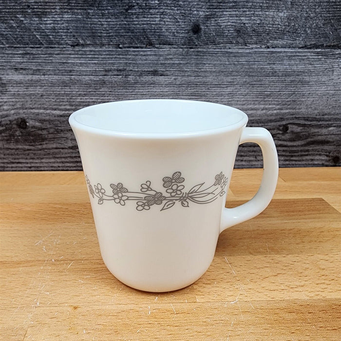 Corelle Corning Ribbon Bouquet Gray Tea Cup Set of 4 Coffee Mugs Ceramic