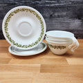 Corelle Corning Spring Blossom Set of 3 Flat Cup & Saucer with Hook Handle Mugs