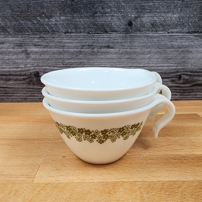 Corelle Corning Spring Blossom Set of 3 Flat Cup & Saucer with Hook Handle Mugs