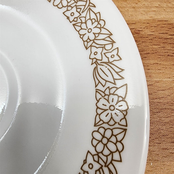 Corelle Corning Woodland Brown 4 Saucer Plate Set Ceramic 6" (15cm) Floral Edge