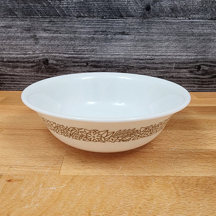 Corelle Corning Woodland Brown Soup Cereal Bowl Ceramic 6 1/4" Floral Edge