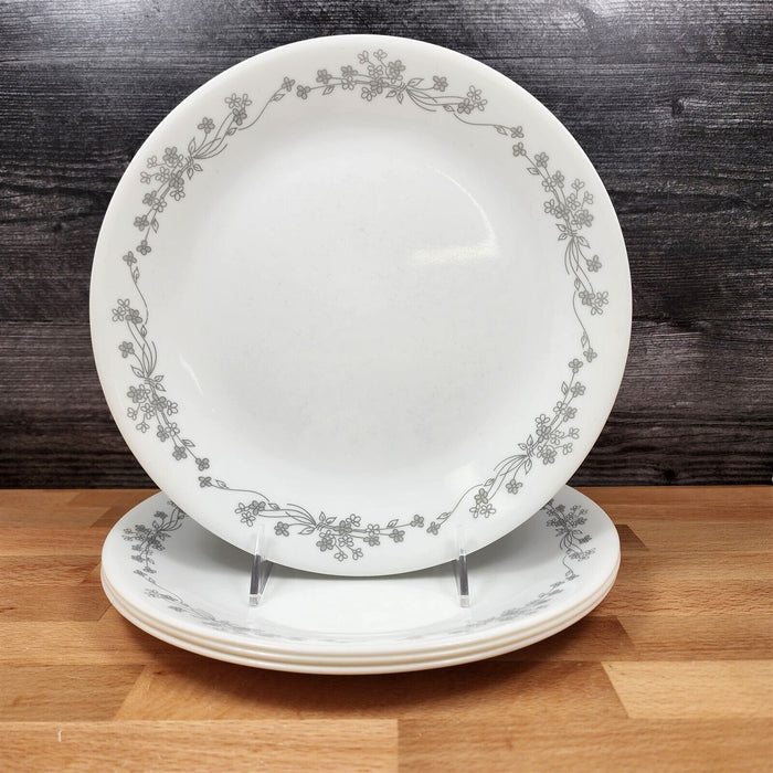 Corelle Ribbon Bouquet Set of 4 Dinner Plate 10.25" 26cm Corning Gray Floral