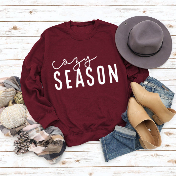 Red wine sweater (white font) / S