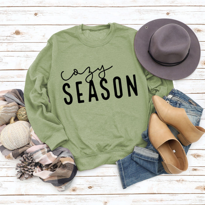Olive green sweater (black font) / S