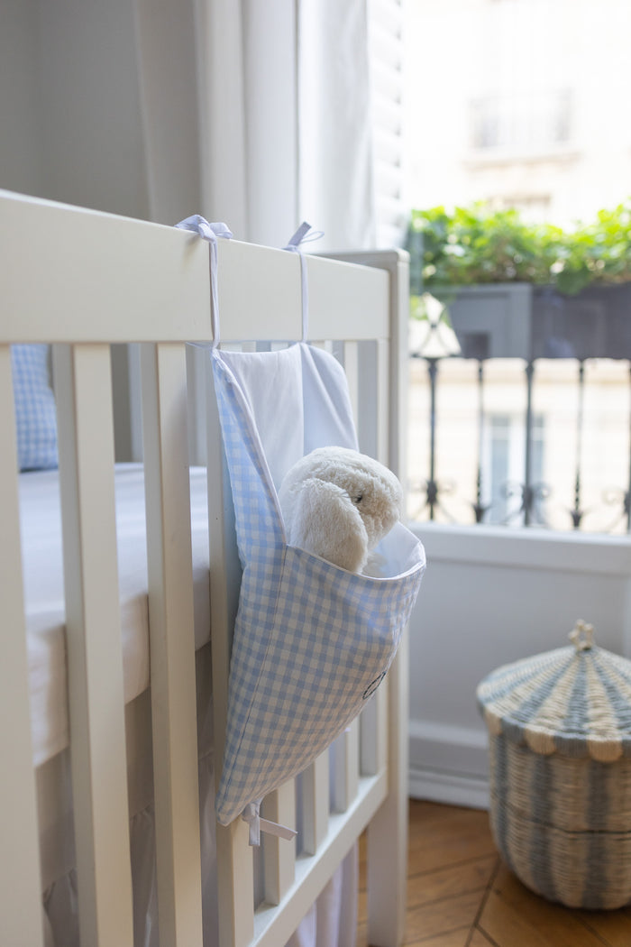 Cot and bed pocket - Vichy Blue