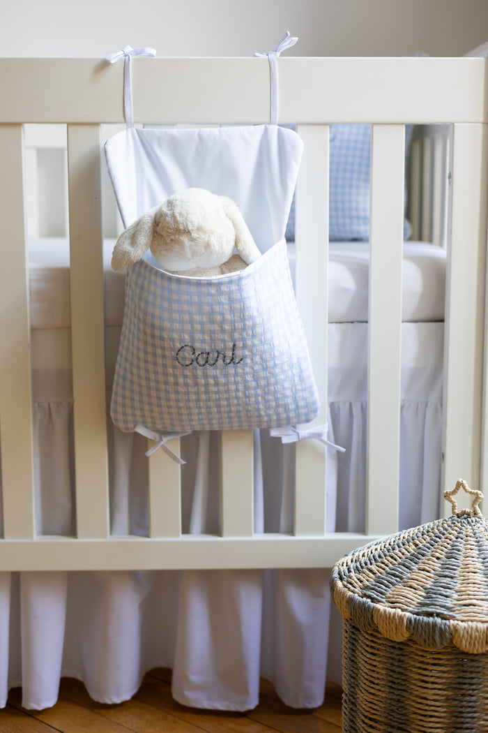 Cot and bed pocket - Vichy Blue