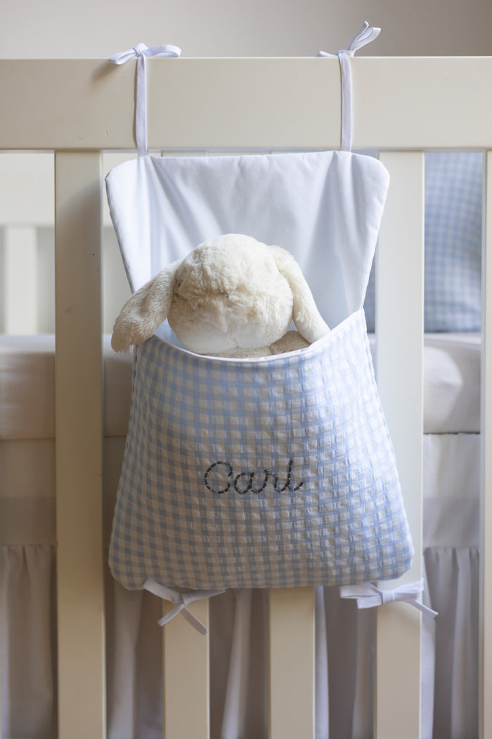 Cot and bed pocket - Vichy Blue