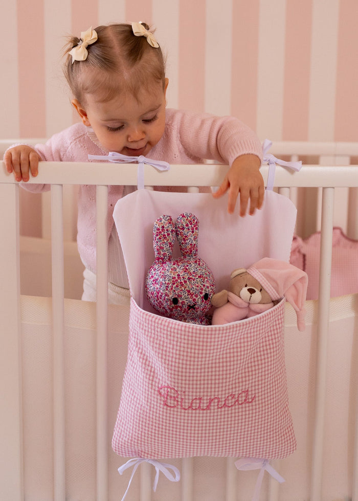 Cot and bed pocket - Vichy Pink