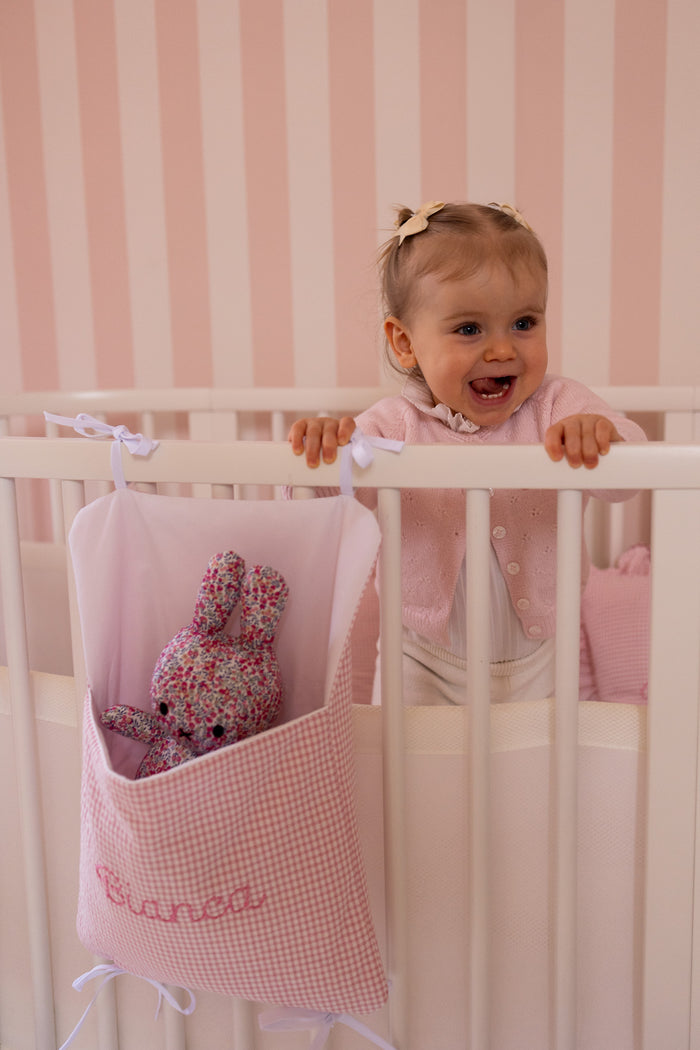 Cot and bed pocket - Vichy Pink