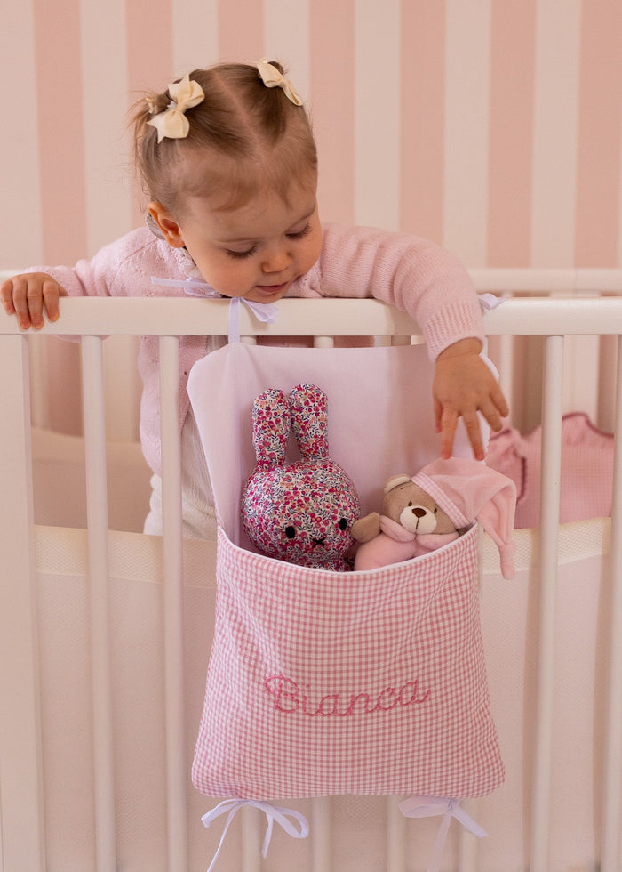 Cot and bed pocket - Vichy Pink