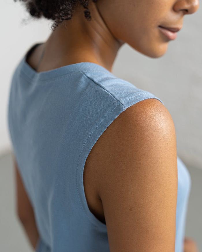 Color:Light Blue Combed Cotton New T-shirt Dress Women's T-shirts