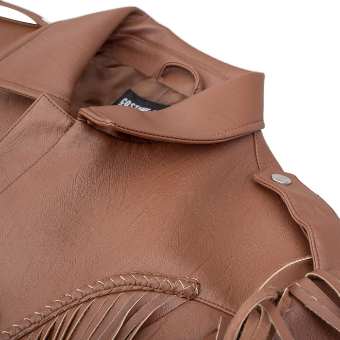 Cowboy Traditional Leather Western Jacket with Fringe Halloween Costume