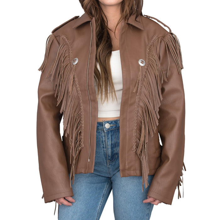 Cowboy Traditional Leather Western Jacket with Fringe Halloween Costume