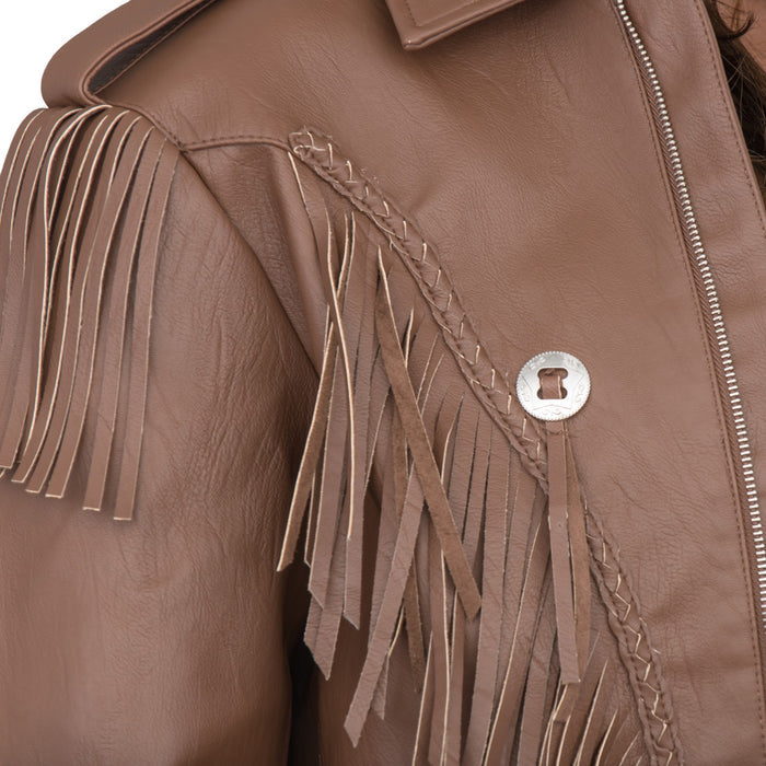 Cowboy Traditional Leather Western Jacket with Fringe Halloween Costume