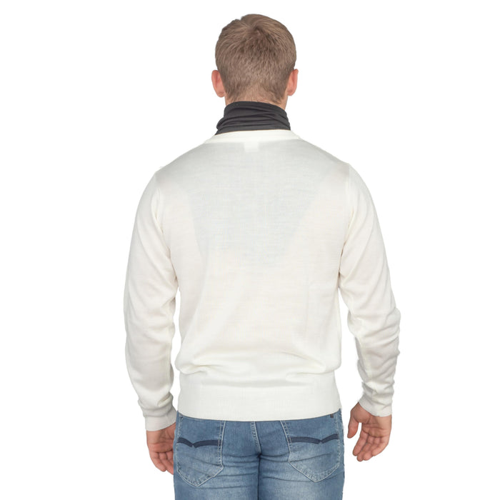 Crazy Cousin White V-Neck Sweater with Black Dickey