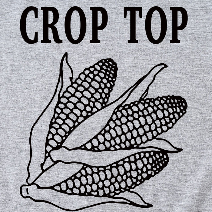 CROP TOP Corn Letter Print Crew Neck Fashion Short Sleeve Loose T-Shirt Women