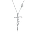 Cross Faith Crystal 925 Sterling Silver Necklace Chain Letter Choker Necklace for Women Fashion Jewelry Gift