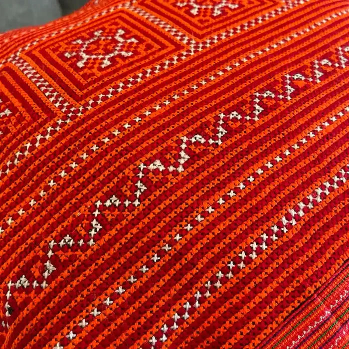 Vindigo cushion cover red ethnic embroidered fabric detail