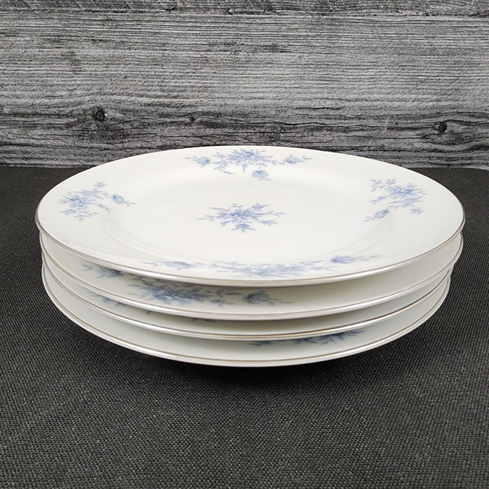 Crown Empire Duchess Set of 4 Bread and Butter Plate 6 5/8" Floral Silver Rim