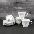 Crown Empire Duchess Set of 4 Cup and Saucer Ceramic Floral Silver Rim