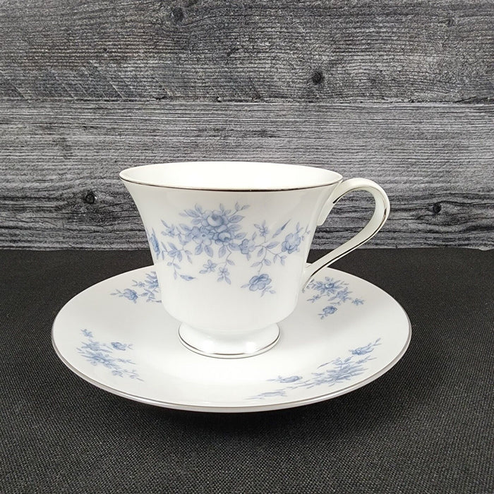 Crown Empire Duchess Set of 4 Cup and Saucer Ceramic Floral Silver Rim