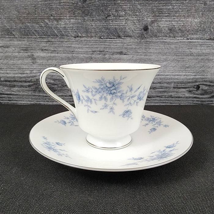 Crown Empire Duchess Set of 4 Cup and Saucer Ceramic Floral Silver Rim