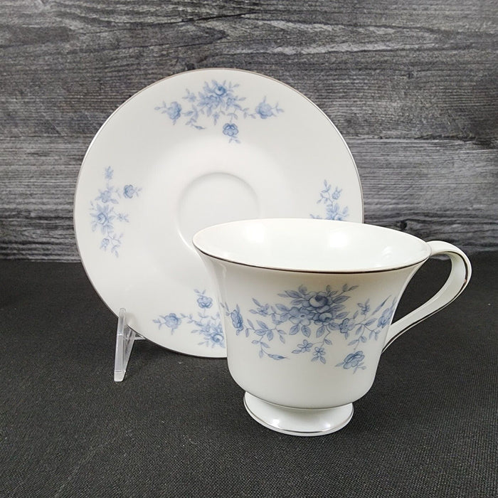 Crown Empire Duchess Set of 4 Cup and Saucer Ceramic Floral Silver Rim