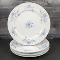 Crown Empire Duchess Set of 4 Dinner Plate 10 3/8" Floral Silver Rim Ceramic