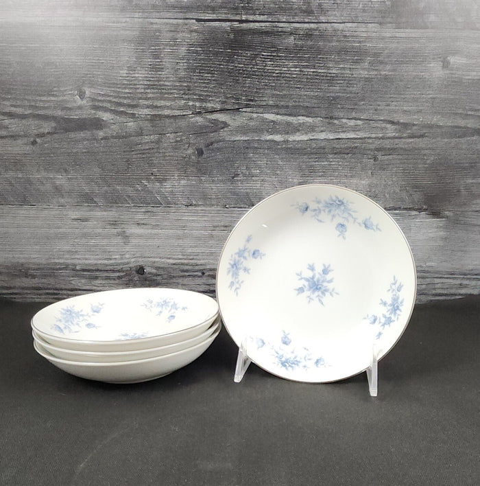 Crown Empire Duchess Set of 4 Fruit Sauce Dessert Bowl 5 3/4" Floral Silver Rim
