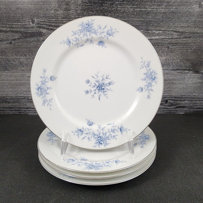 Crown Empire Duchess Set of 4 Salad Plate 7 5/8" Floral with Silver Rim Ceramic
