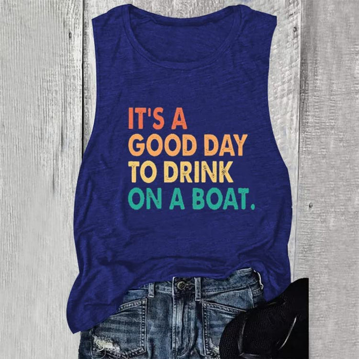 Cruise Vacation Tank for Women It's A Good Day to Drink on A Boat T-Shirt