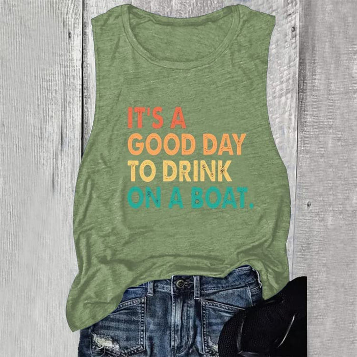 Cruise Vacation Tank for Women It's A Good Day to Drink on A Boat T-Shirt