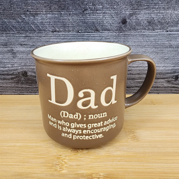 Dad Coffee Mug Ceramic Embossed Brown Tea Cup Great Father’s Day Gift 21oz