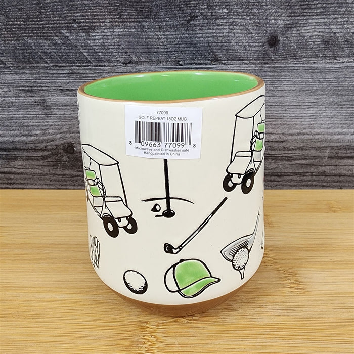 Dad Golf Coffee Mug Ceramic Embossed White Green Cup Blue Sky Father’s Day