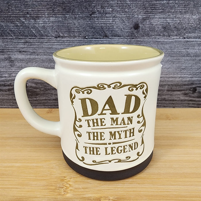 Dad Inspirational Mug Ceramic Embossed Coffee Cup Blue Sky Father's Day Beige