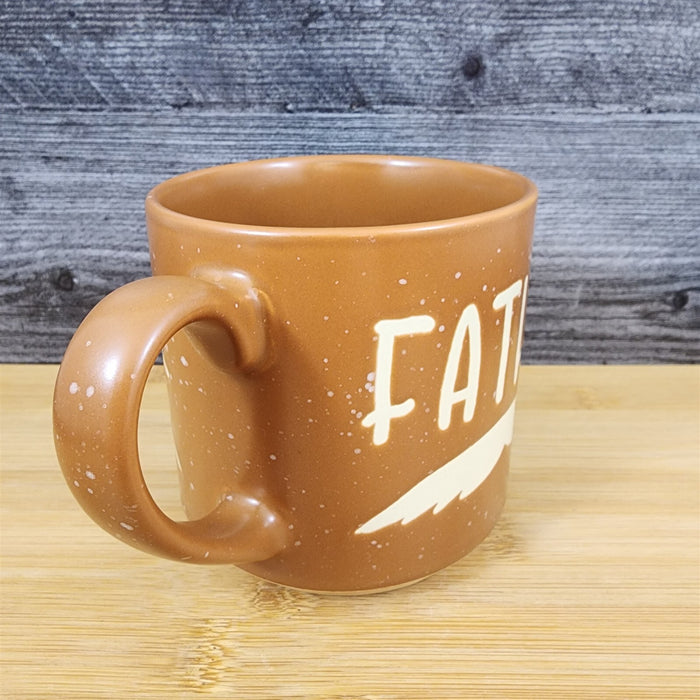 Dad Mug Mustache Ceramic Embossed Coffee Tea Cup Blue Sky Father's Day Brown