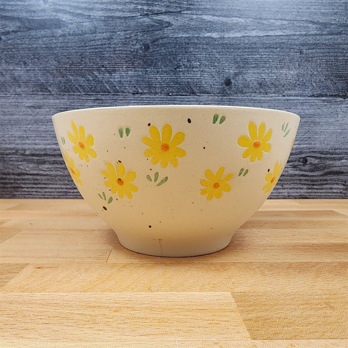 Daisy Flowers Festive Bowl 6 inch (15cm) Floral Ceramic Dish Embossed Blue Sky