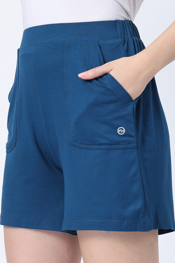 Deep Teal Maternity Nursing Top & Shorts Set
