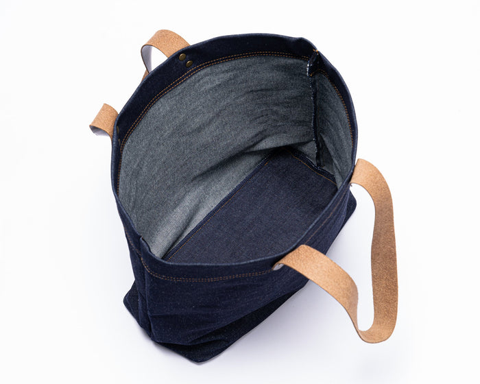 Denim Horween Leather Tote Bag