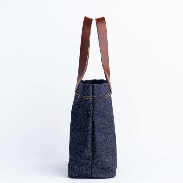 Denim Horween Leather Tote Bag