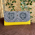 Vindigo long purse yellow hemp diamond pattern front view