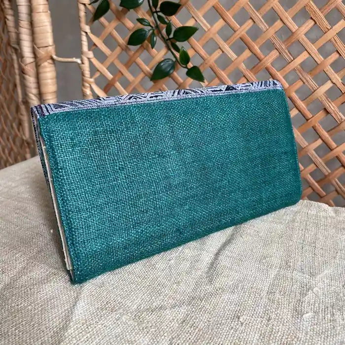 Vindigo long purse teal hemp tribal back view