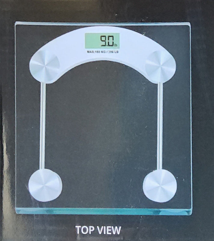 Digital Glass Bath Scale For Body Weight Bathroom 400 Lb Cap Square Non Slip